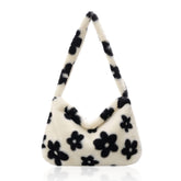 1 Piece Plush Handbag, One-shoulder Chain Bag, Fashion Womens Flower Plush One-shoulder Messenger Messenger Bag, Fluffy Bag Large Capacity, Handbag Handbag, Autumn and Winter Plush Women.